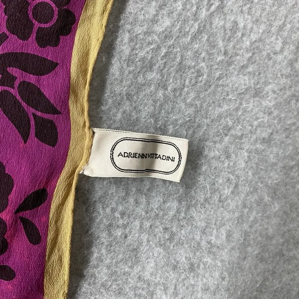 Adrienne Vittadini 100% Silk Scarf 29” Square Floral Boho Burgundy Purple Japan